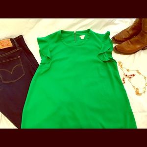 J. Crew Sleeveless Ruffle Top - Green