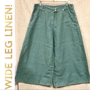 Rare Kleen Teal Linen Palazzo Pants-Like New