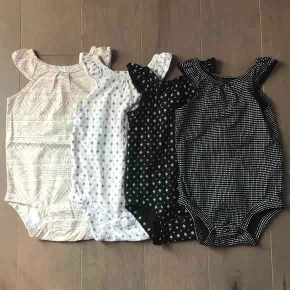 Carter's Other - 4 Carter's 12 Mo Onesies Black & White Neutral Lot