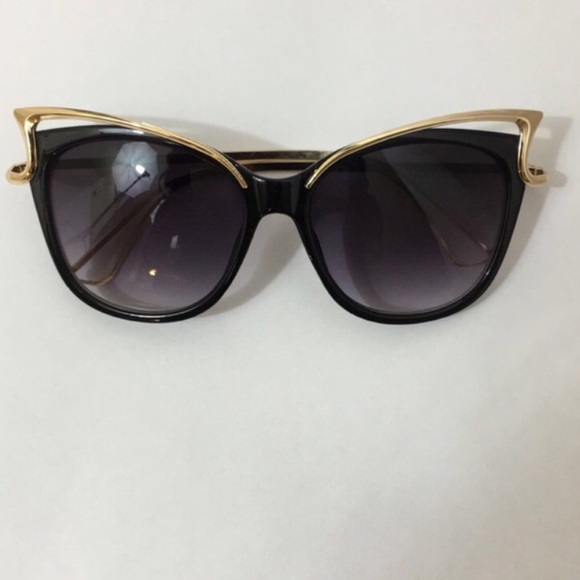 Accessories - Black & Gold Cat Eye Sunglasses