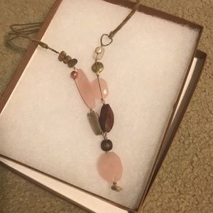 Silpada pink and wood stone necklace