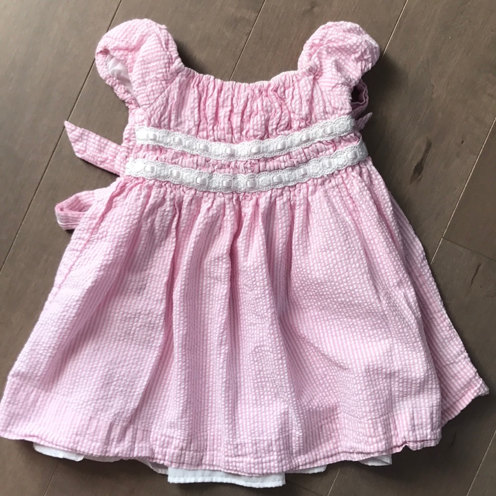Ralph Lauren Pink Gingham Bow Dress 12 Mo