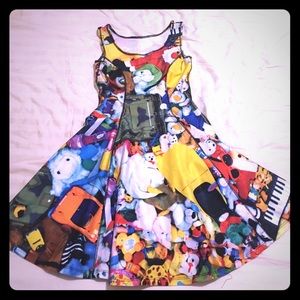 Terez skater dress with toy pattern, stretchy!