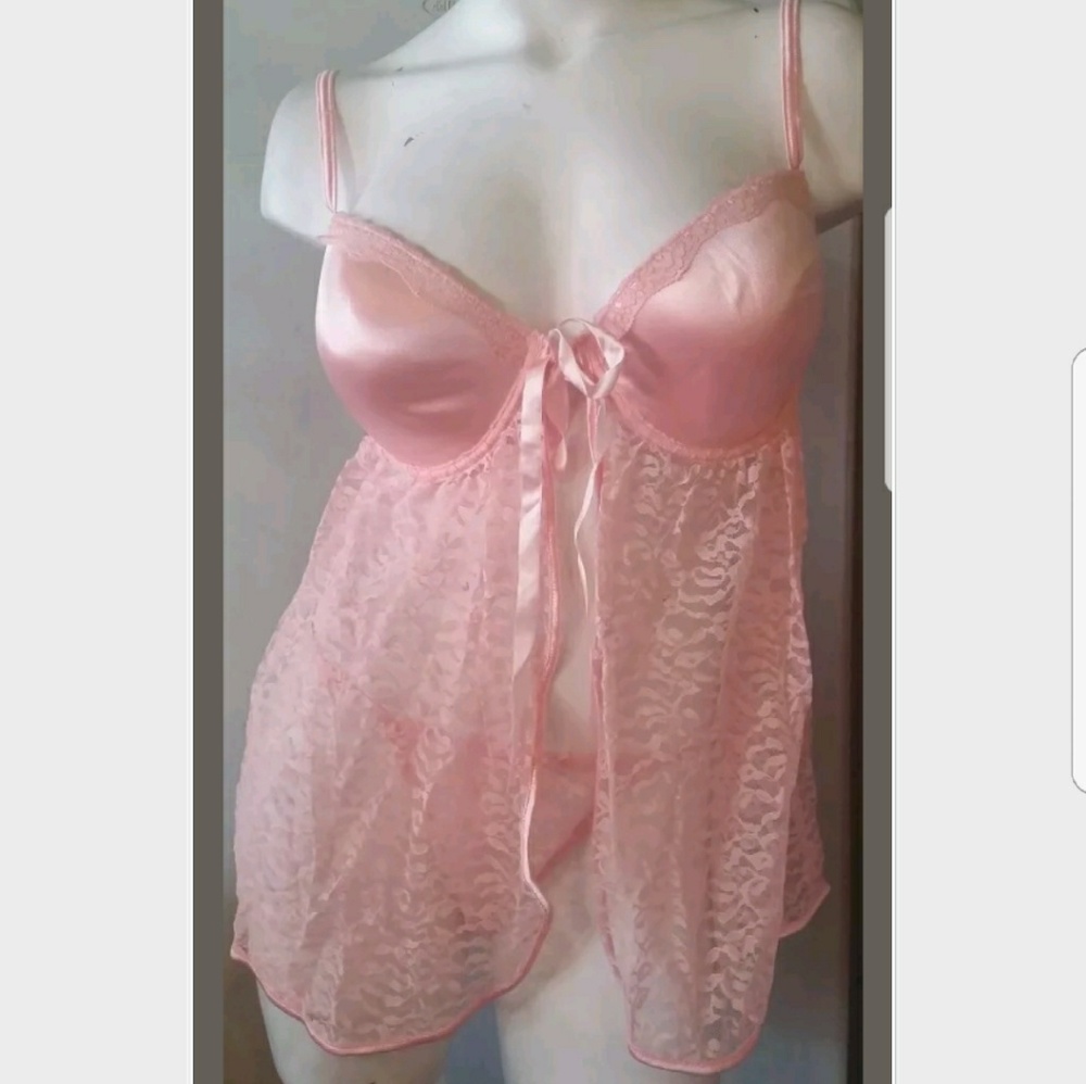 Sexy Plus-Size Lingerie Babydoll Pink Lace