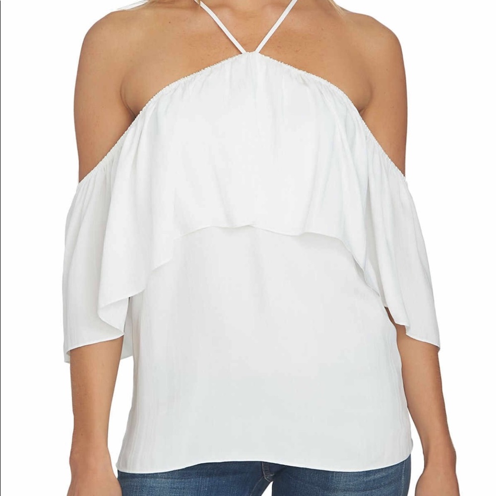 1.State Halter Neck Ruffle Blouse Small
