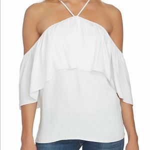 1.State Halter Neck Ruffle Blouse Small
