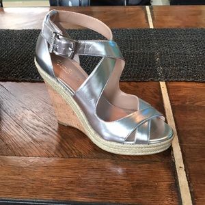 Charles David silver wedge platform sandals