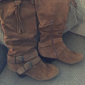 Suede knee boots