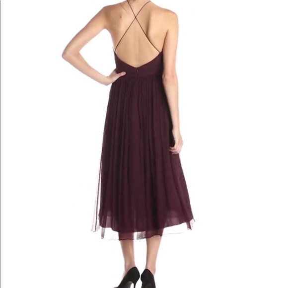 Jill Jill Stuart Plum Midi Pleated Halter Dress - Picture 2 of 8