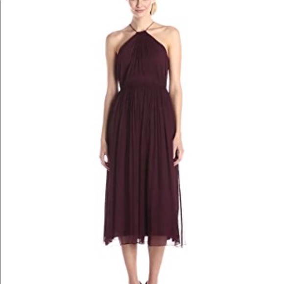 Jill Jill Stuart Plum Midi Pleated Halter Dress - Picture 3 of 8