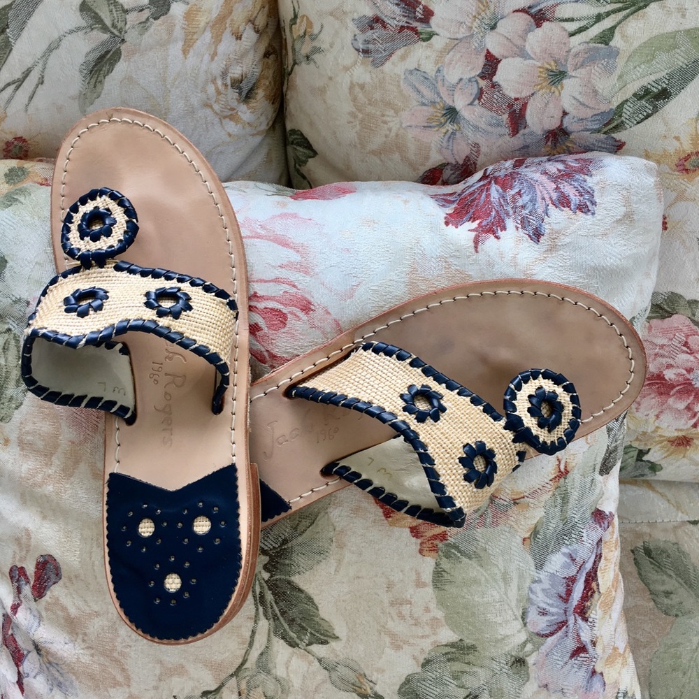 Jack Rogers Navy Canvas and leather- EXCELLENT