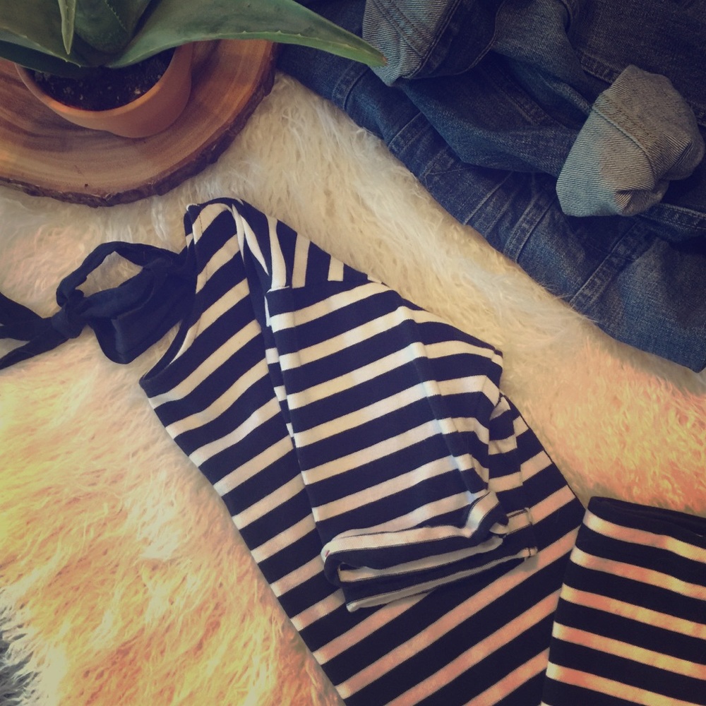 H & M L.O.G.G. Navy and White Stripped Dress