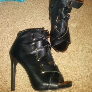 Black strap ankle boots