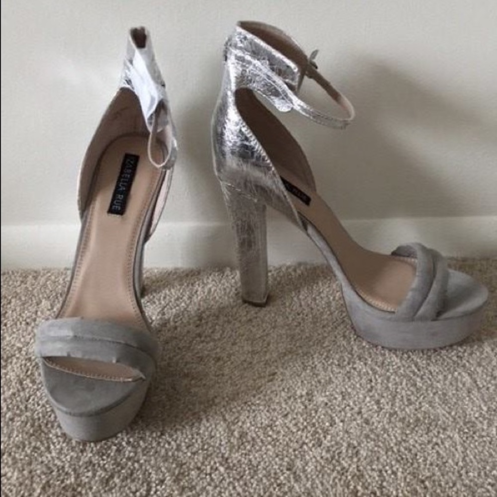 Silver / Grey Block heels
