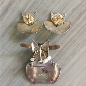 Vintage Jewelry - Gold And Sterling Pendant/Pin, Earrings Vintage Jewelry - Gold And Sterling Pendant/Pin, Earrings