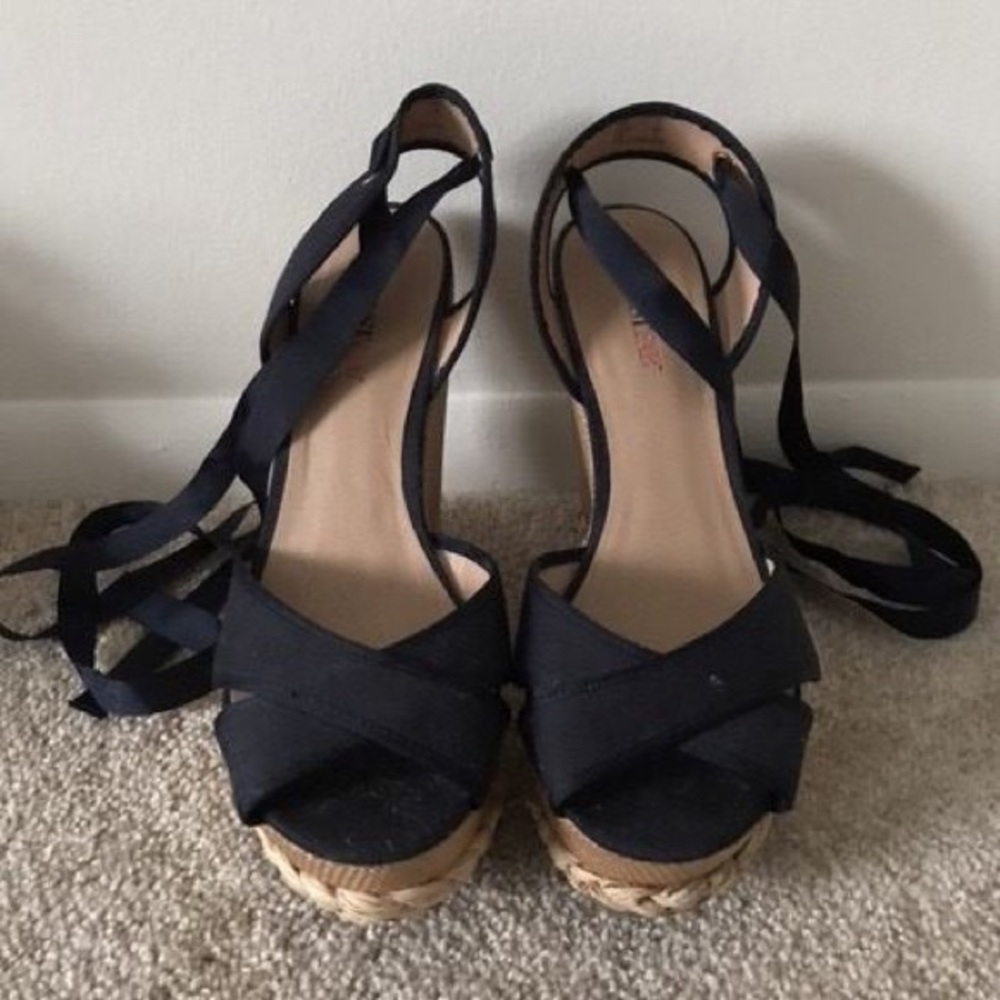Navy Blue Wrap-Around Wedges