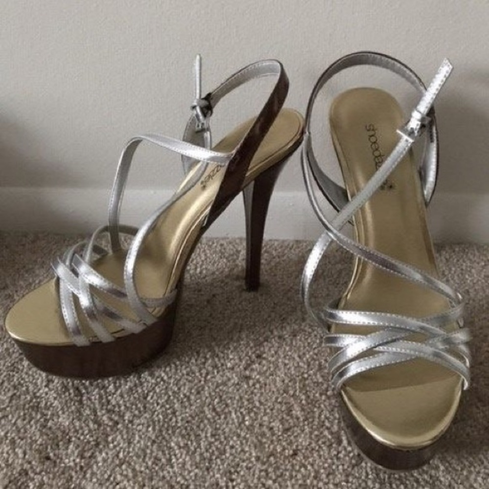 Bronze/Silver Stiletto Sandals