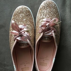 Kate Spade rose gold glitter keds