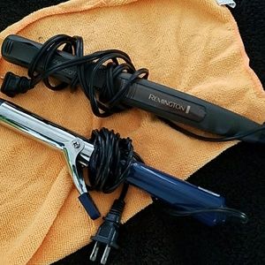 Hair straightener in a curling iron