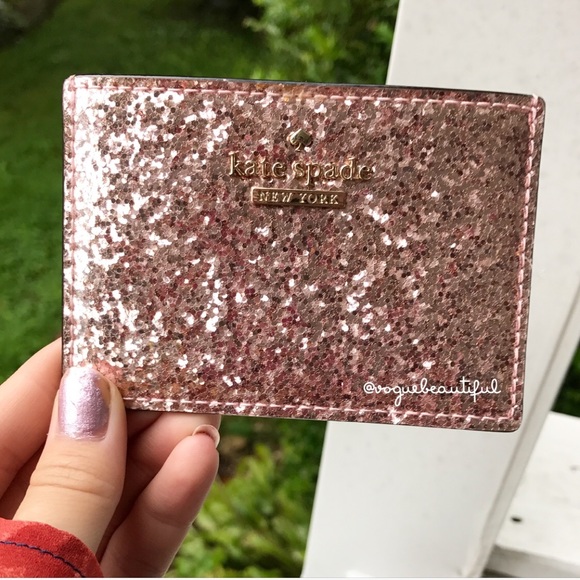 kate spade Accessories - Kate Spade Glitterbug Card Holder Rose Gold