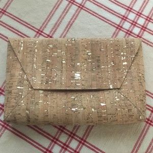 Gold/Cork J. Crew Clutch