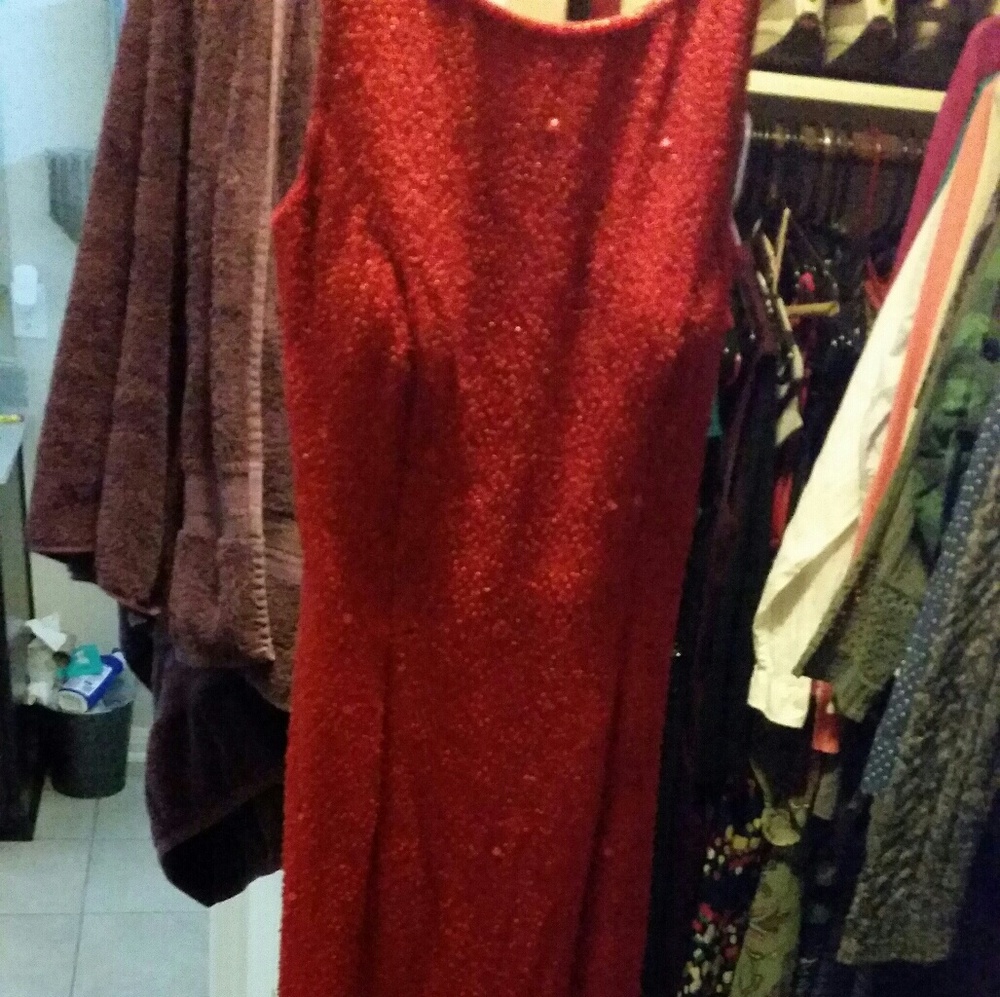 Red formal floor length dress