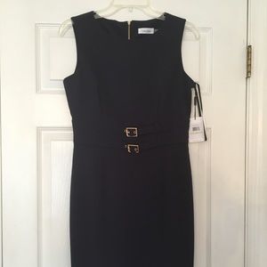 Calvin Klein Navy Dress with Gold Accents - NEW