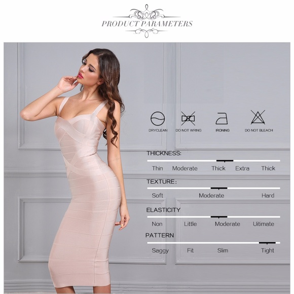 Champagne Bodycon Bandage Midi Dress - Picture 5 of 6