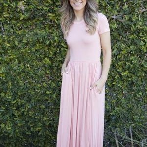 Blush Pink Maxi Dress with pockets