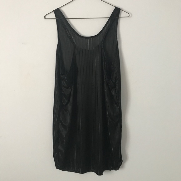Large Black Sheer Silky Stripe Tunic Tank - Picture 5 of 7