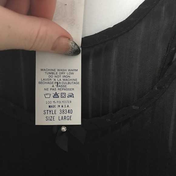 Large Black Sheer Silky Stripe Tunic Tank - Picture 7 of 7