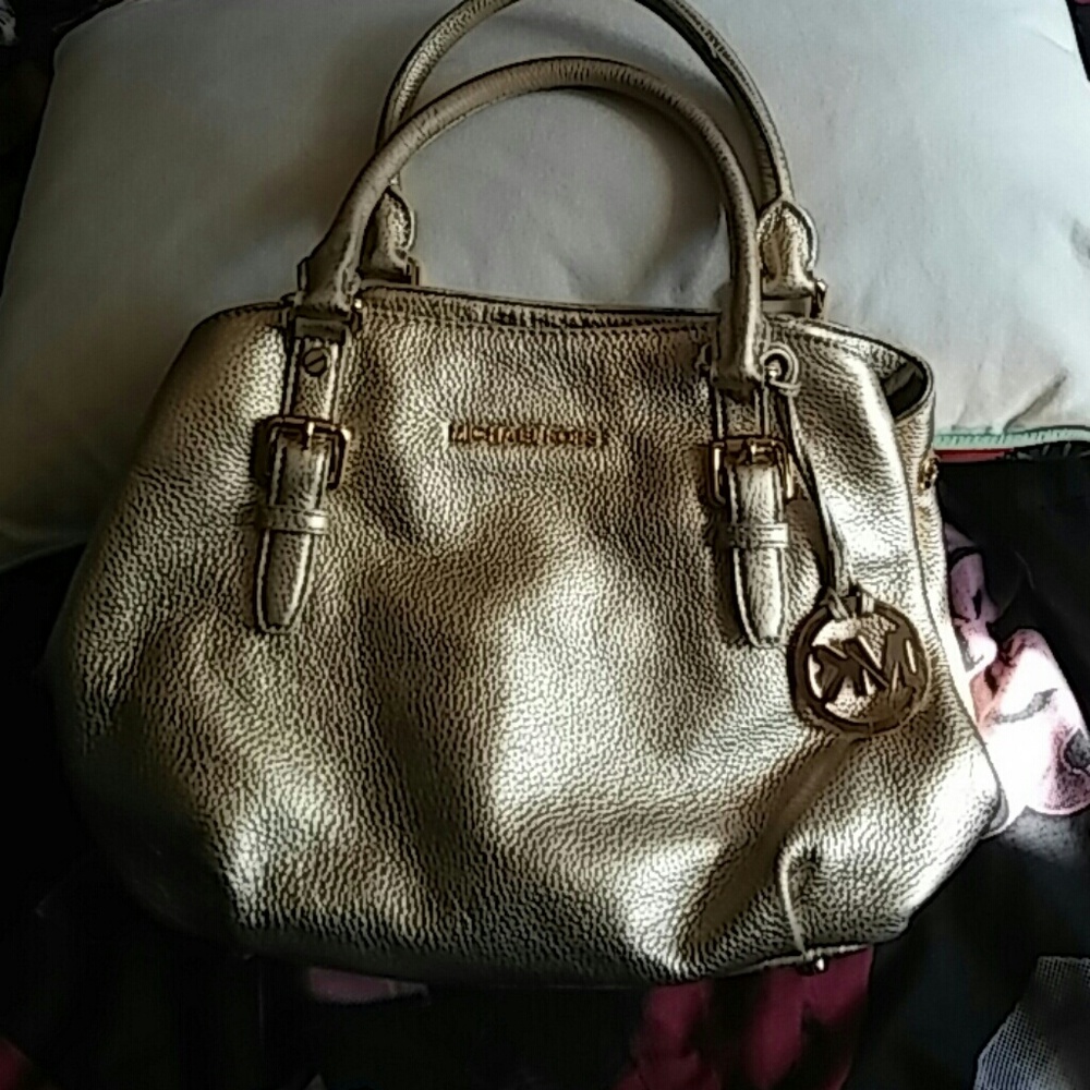 Gold, pebbles leather handbag