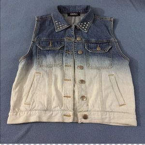 Ombré Denim Studded Vest
