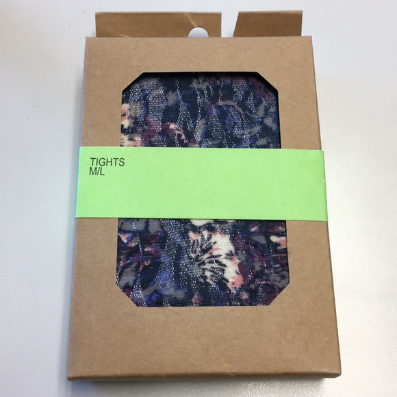 Urban Outfitters Navy Floral Forest Pattern Tights - Picture 2 of 5