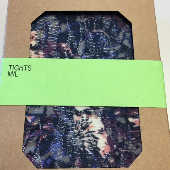 Urban Outfitters Navy Floral Forest Pattern Tights - Picture 3 of 5