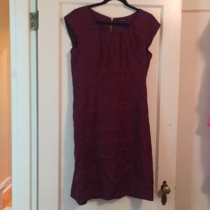 Linen cap sleeve sheath dress