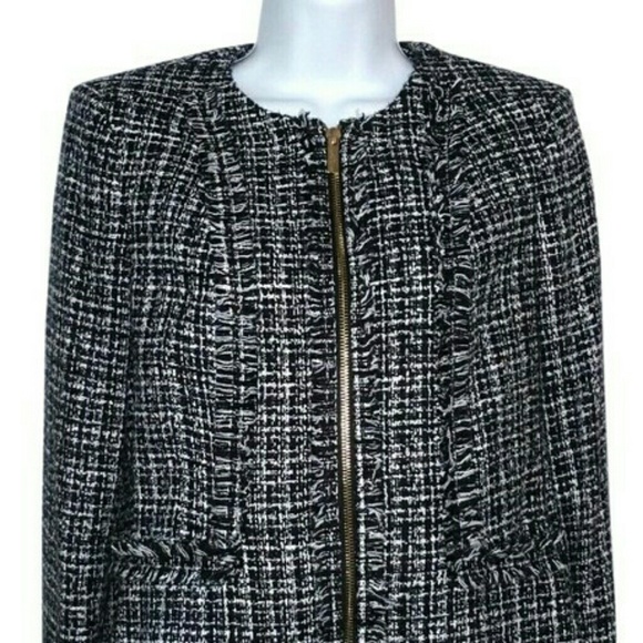 Karl Lagerfeld Paris Tweed Jacket Sz 2 - Picture 1 of 5