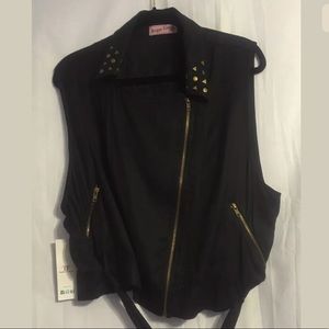 Sugar Kisses Sexy Black Vest Motorcycle Belt Studs