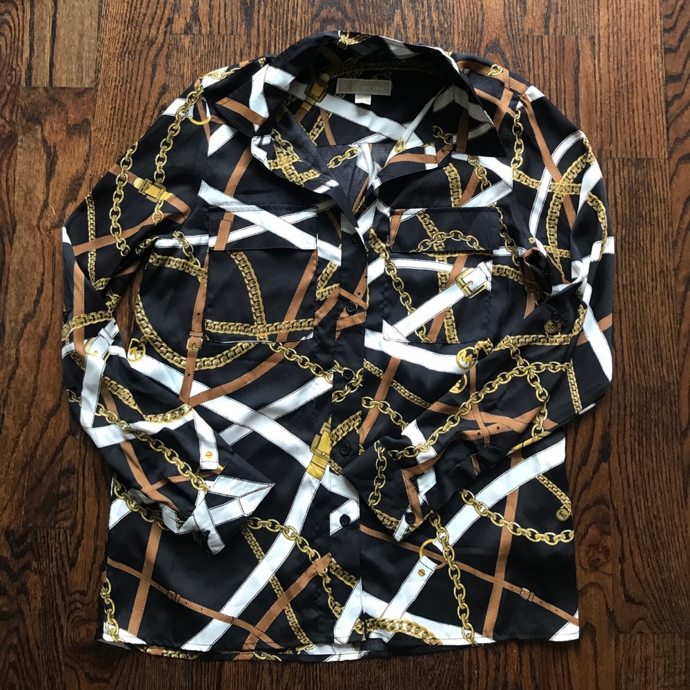 Michael Kors Chain Print Blouse size small worn 1