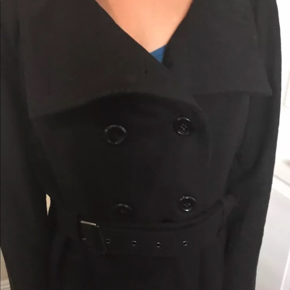 Guess Belted Peacoat Wool Blend Black XL - Picture 4 of 7