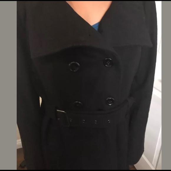 Guess Belted Peacoat Wool Blend Black XL - Picture 2 of 7