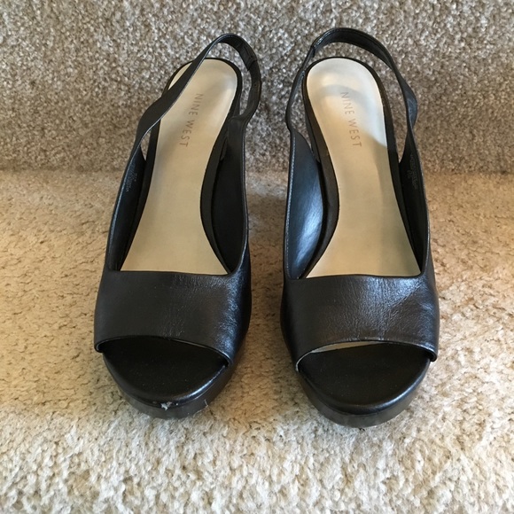 Nine West leather black open toe wedge - Picture 2 of 6