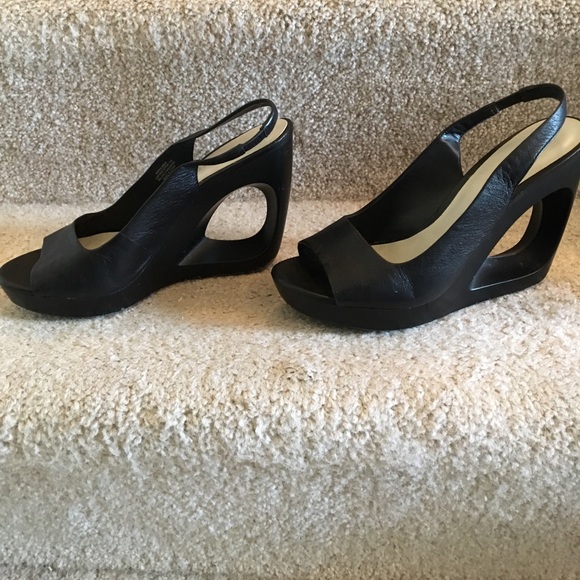 Nine West leather black open toe wedge - Picture 3 of 6