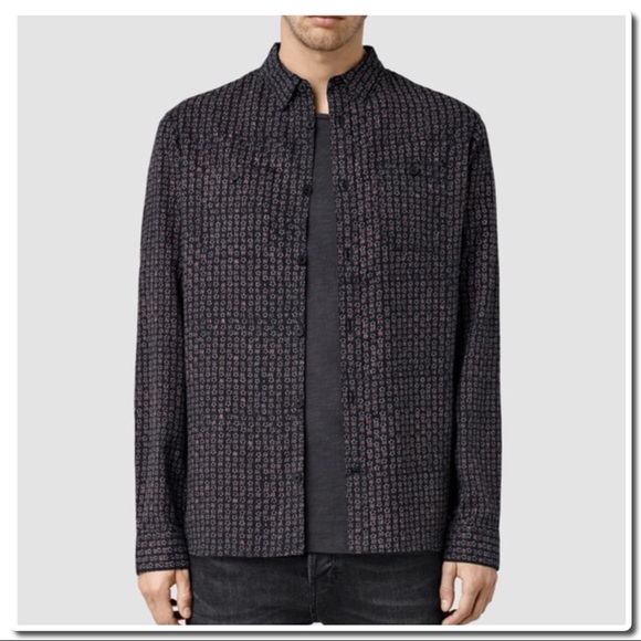 ALL SAINTS Indiola LS Shirt in Ink Navy - Picture 2 of 6