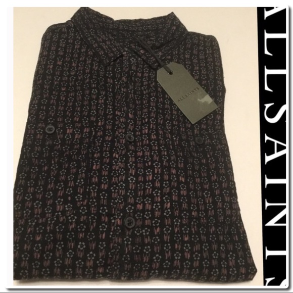 ALL SAINTS Indiola LS Shirt in Ink Navy - Picture 4 of 6