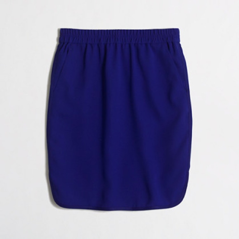 J. Crew Crepe Pencil Skirt With curved hem Cobalt