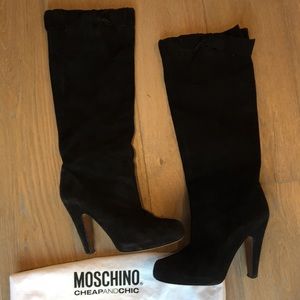 Moschino designer black suede boots Moschino designer black suede boots