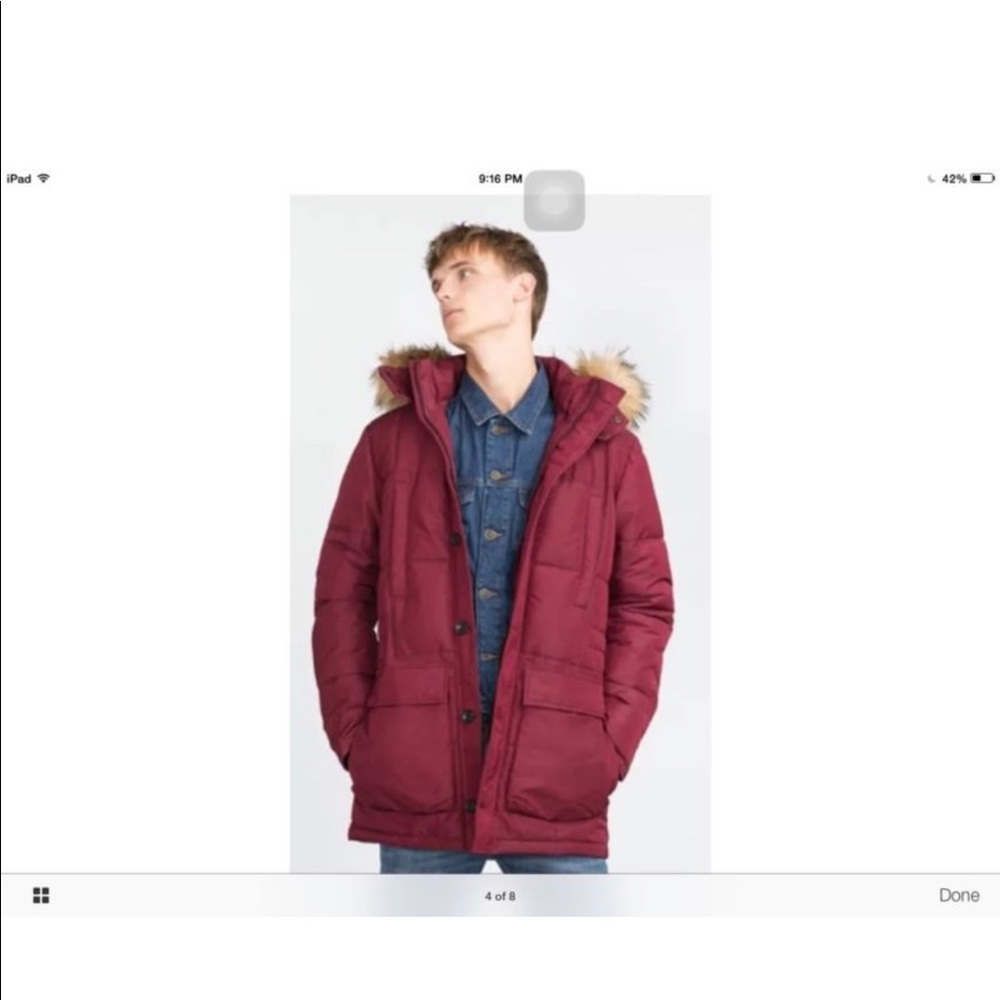 Navy Blue Zara Man Quilted Parka -NWTs - Picture 2 of 8