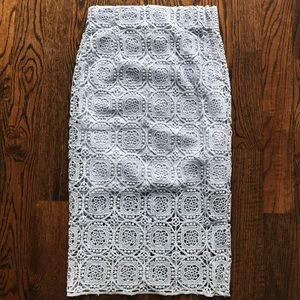 Zara light blue eyelet pencil skirt new worn
