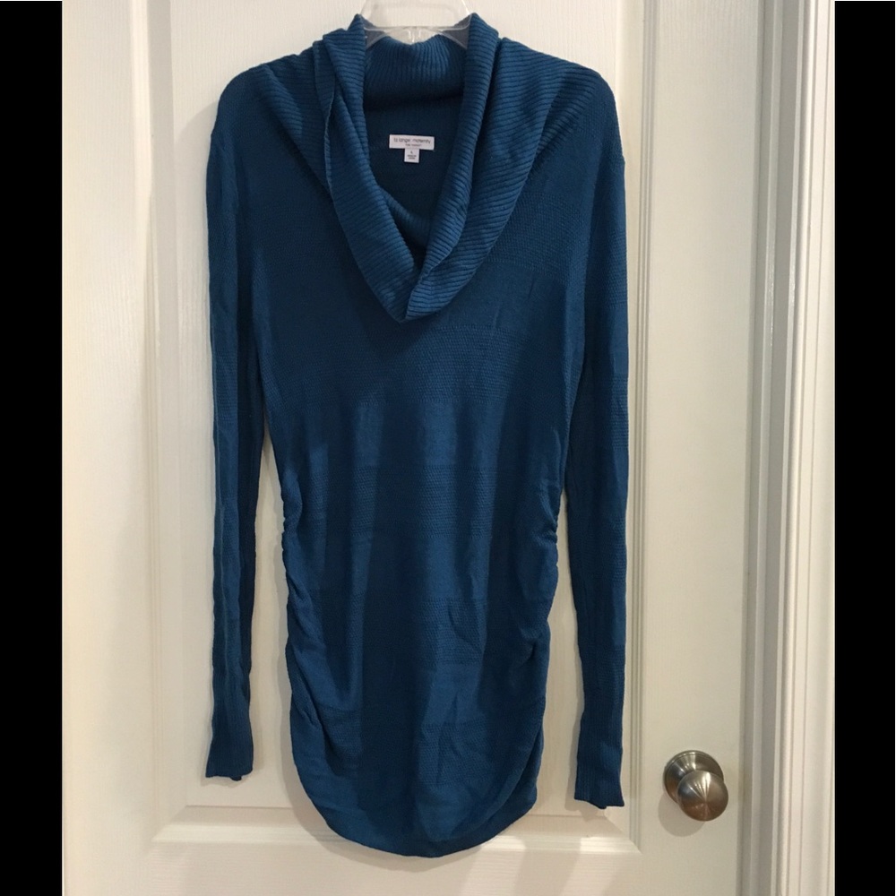 Teal cow neck MATERNITY sweater dress